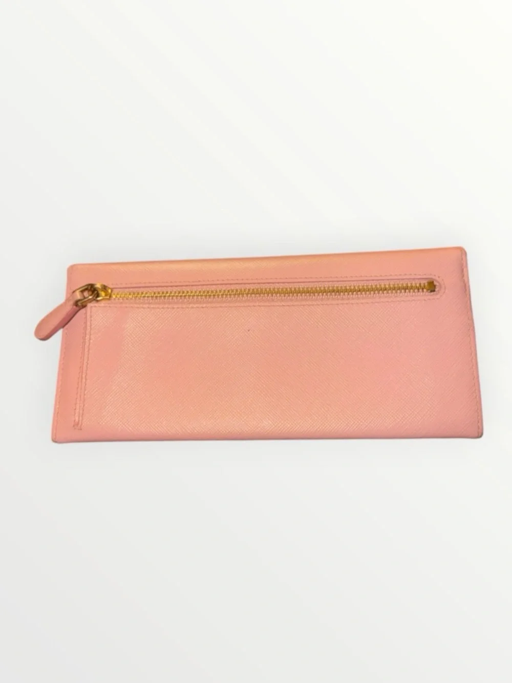 Prada Pink Saffiano Leather Long Wallet With COA